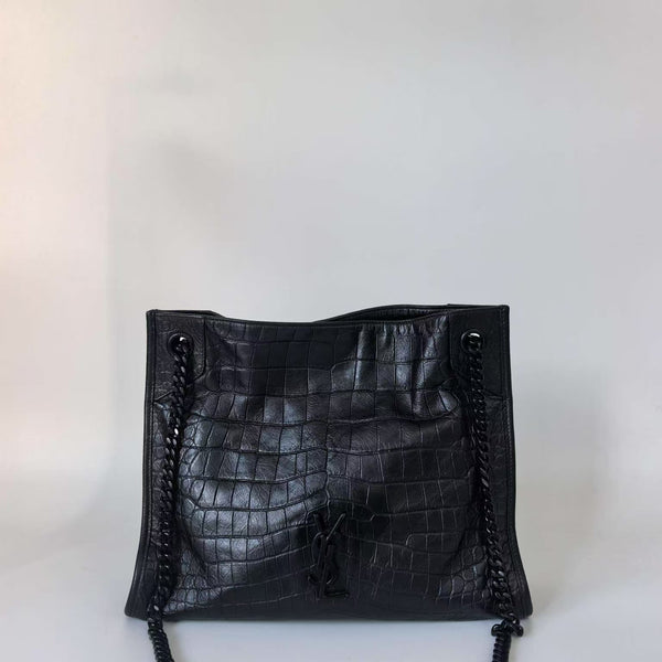 Pre-owned Saint Laurent Niki Shopping Tote Matelasse Chevron Leather Medium