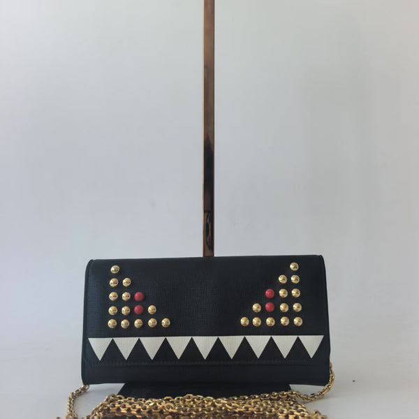 Pre-owned Fendi Hypnoteyes Wallet on Chain Embellished Leather