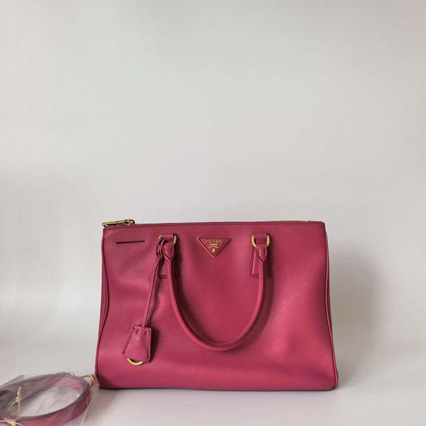 Pre-owned Prada Galleria Double Zip Tote Saffiano Leather