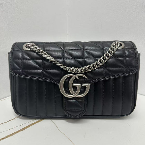 Pre-owned Gucci GG Marmont Flap Bag Mixed Matelasse Leather Medium