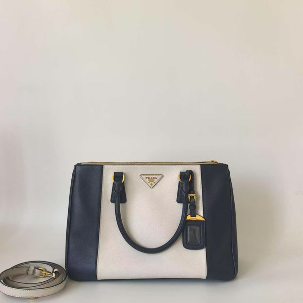 Pre-owned Prada Galleria Double Zip Tote Saffiano Leather Medium