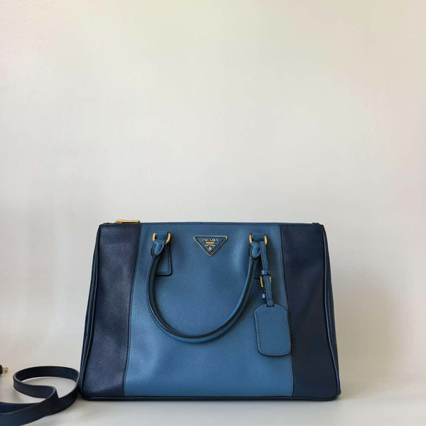 Pre-owned Prada Galleria Double Zip Tote Saffiano Leather Medium