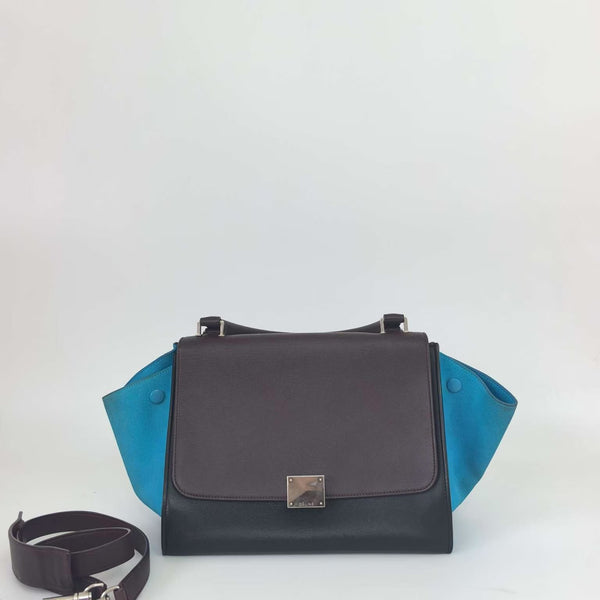 Pre-owned Celine Tricolor Trapeze Bag Suede Medium