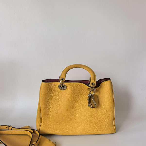 Pre-owned Christian Dior Diorissimo Tote Pebbled Leather Large