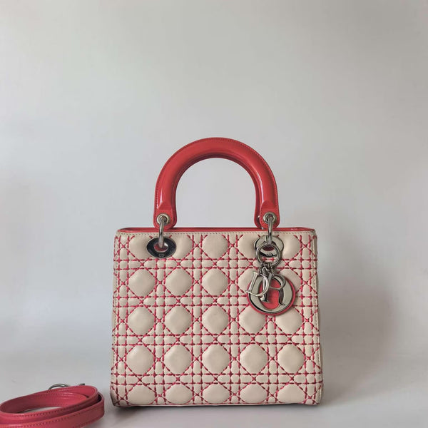 Pre-owned Christian Dior Lady Dior Bag Cannage Quilt Multi-color Medium