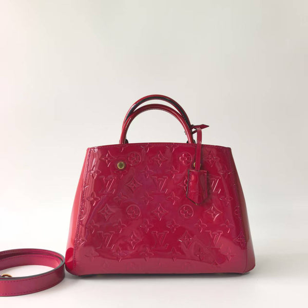 Pre-owned Louis Vuitton Montaigne Handbag Monogram Vernis MM