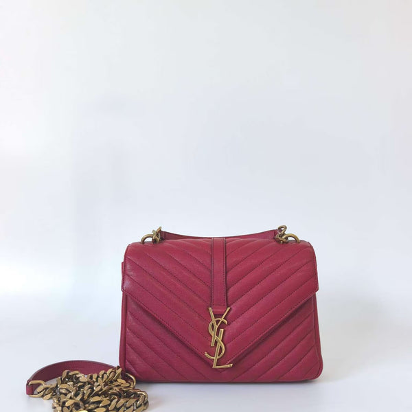 Pre-owned Saint Laurent Classic Monogram Envelope Satchel Matelasse Chevron Leather