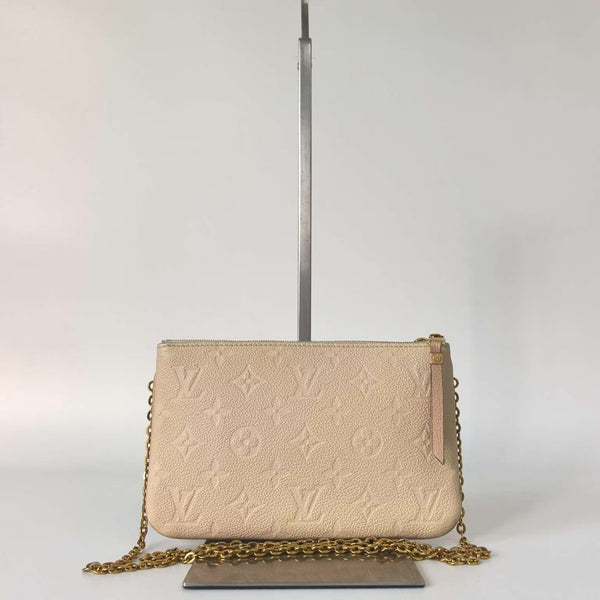 Pre-owned Louis Vuitton Beige Embossed Pouch Chain
