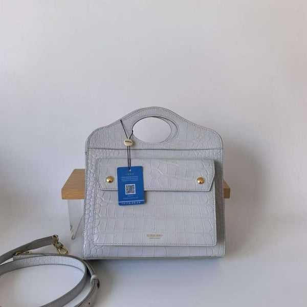 Pre-owned Burberry Logo Pocket Tote Leather Mini