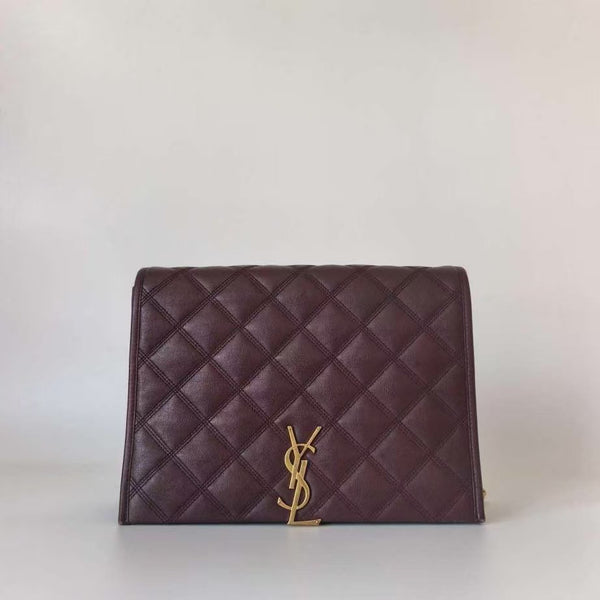 Pre-owned Saint Laurent Becky Chain Wallet Quilted Leather