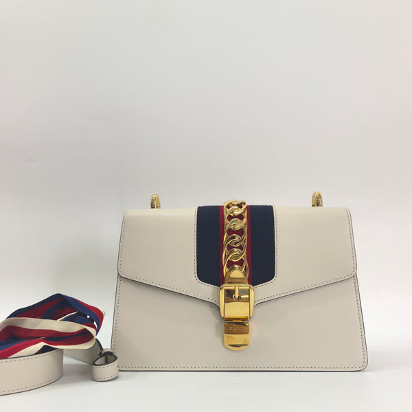 Pre-owned Gucci Sylvia White Calfskin Crossbody