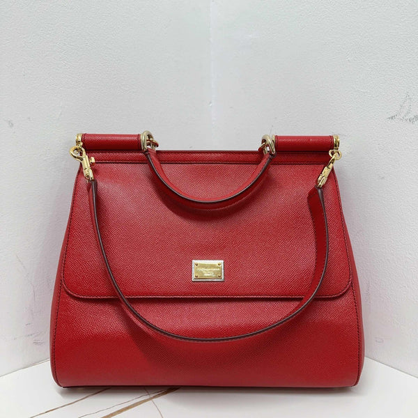Pre-owned Dolce & Gabbana Miss Sicily Shoulder Bag Leather Large