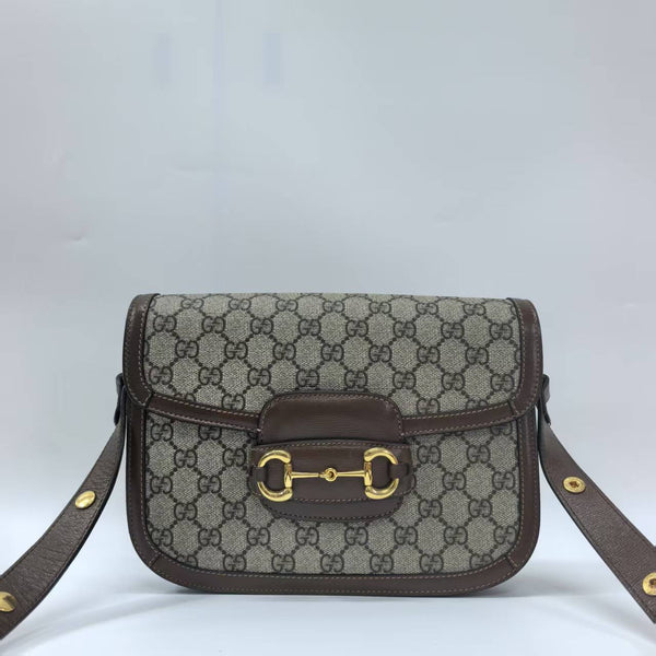 Pre-owned Gucci Horsebit 1955 Shoulder Bag GG Coated Canvas Small