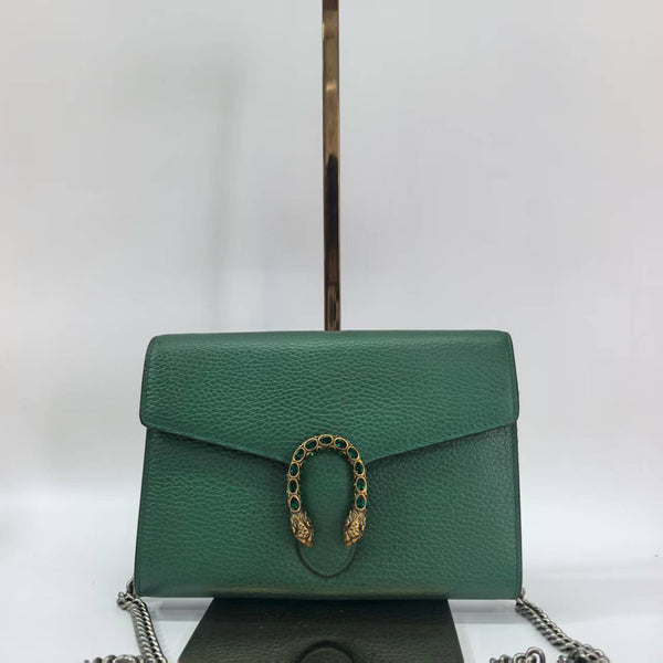 Pre-owned Gucci Dionysus Chain Wallet Leather with Embellished Detail Small