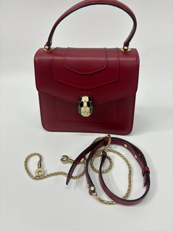 Pre-owned Bvlgari Serpenti Forever Top Handle Bag Leather Small