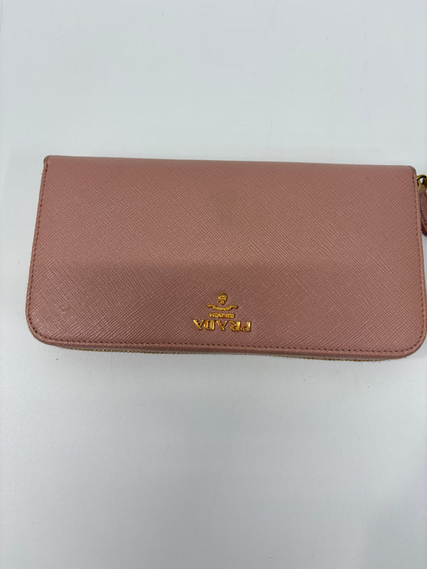 Pre-owned Prada Pink Saffiano Calfskin Long Wallet