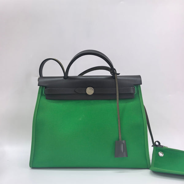 Pre-owned Hermes Herbag Zip Leather and Toile 31 Stamp D
