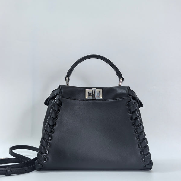 Pre-owned Fendi Bow Peekaboo Bag Whipstitch Leather Regular