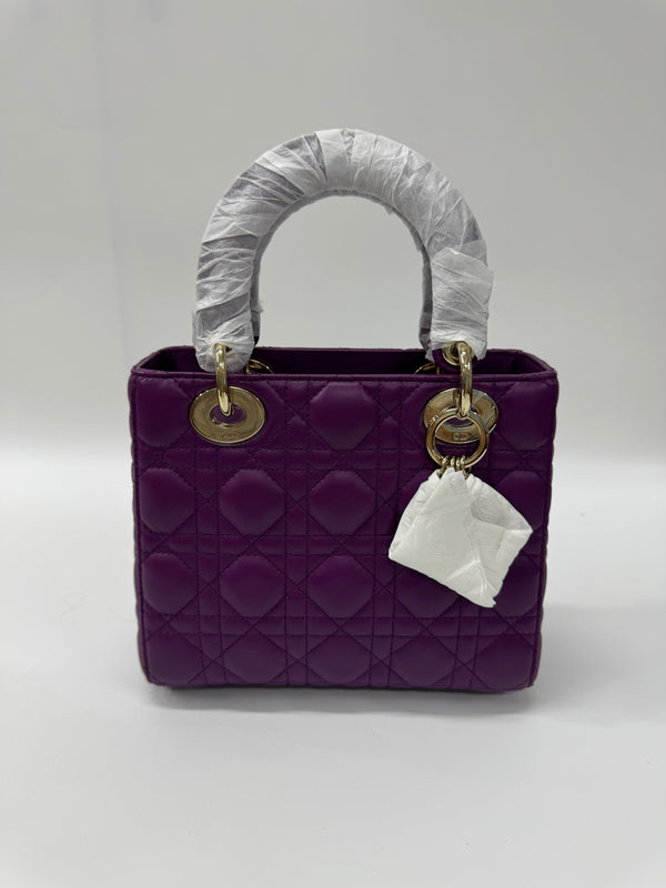 Pre-owned Christian Dior Lady Dior Purple Calfskin Crossbody