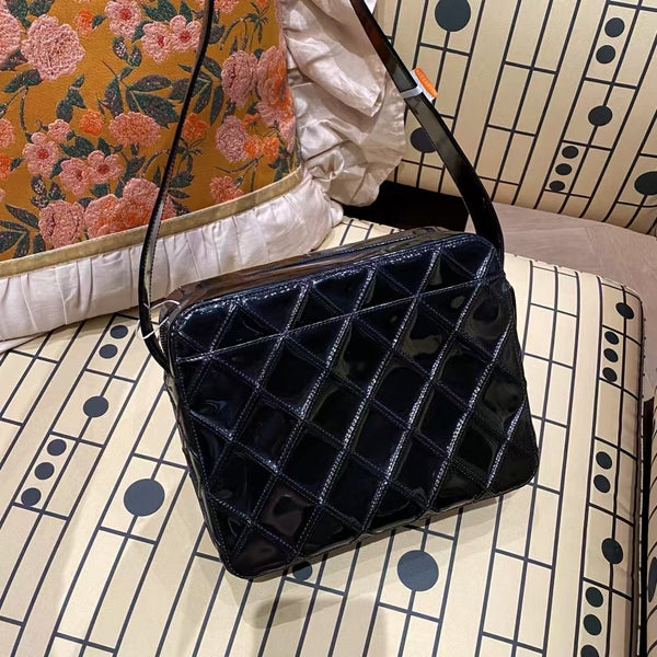 Pre-owned Chanel Vintage Patent Black Calfskin Crossbody