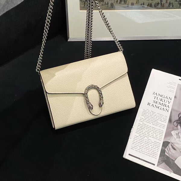 Pre-owned Gucci Grainy Calfskin Off-white WOC Crossbody