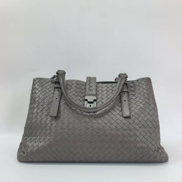 Pre-owned Bottega Venata Roma Gray Calfskin Handbag