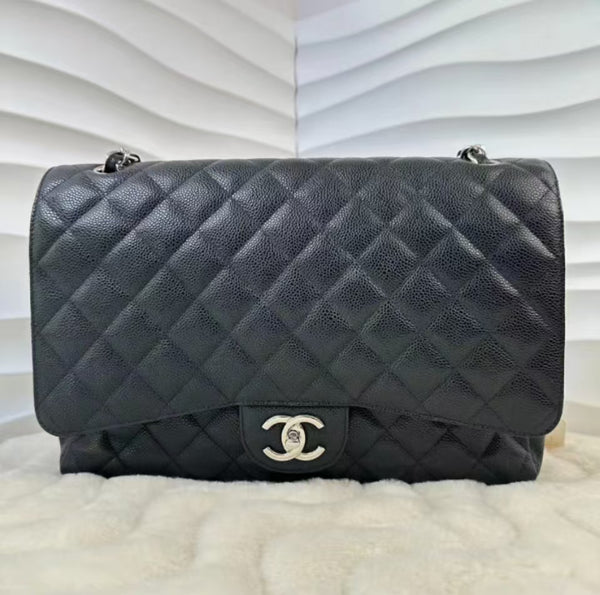 Chanel Classic Double Flap Bag Quilted Caviar Max