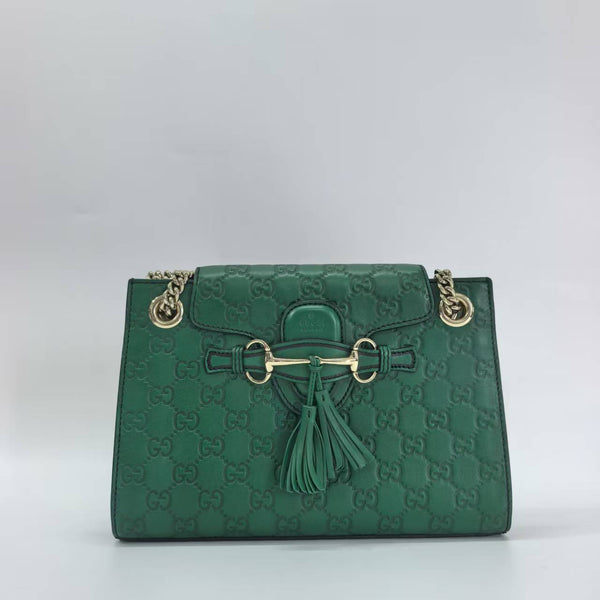 Pre-owned Gucci Emily Chain Flap Bag Microguccissima Leather Mini