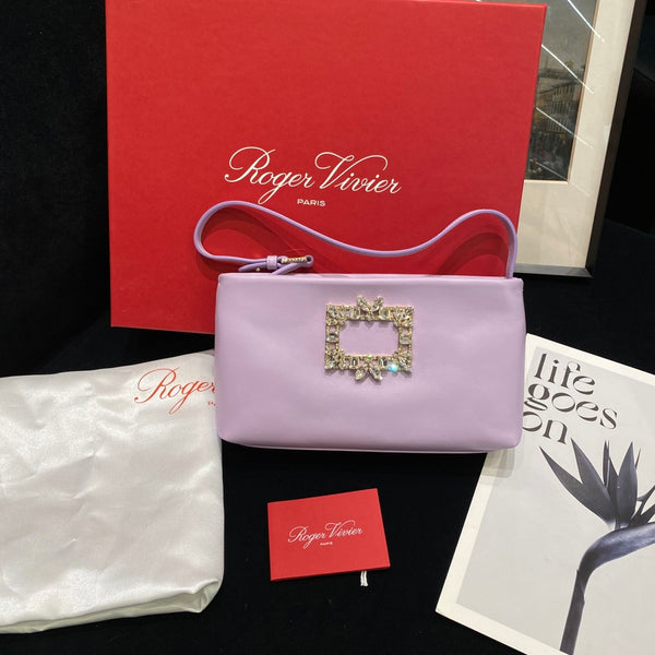 Pre-owned Roger Vivier Satin Lilac Clutch/Underarm