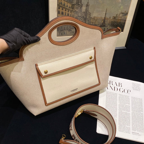 Pre-owned Burberry Pocket Bag Beige Canvas Handbag