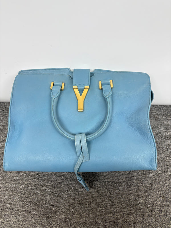 Pre-owned Saint Laurent Y Cabas Baby Blue Handbag