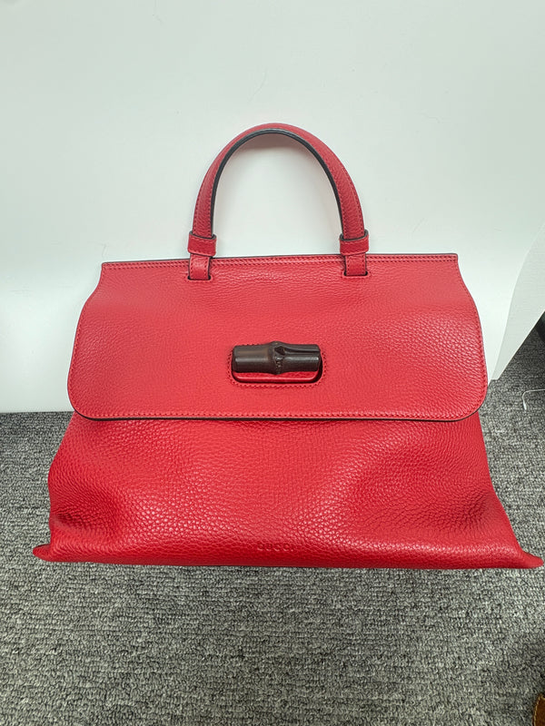 Pre-owned Gucci Vintage Red Grainy Calfskin Handbag
