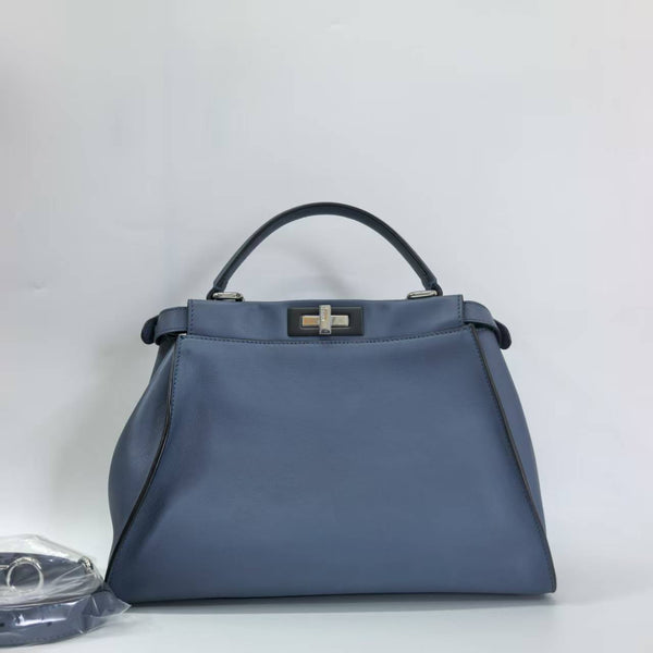 Pre-owned Fendi Peekaboo Blue Calfskin Crossbody