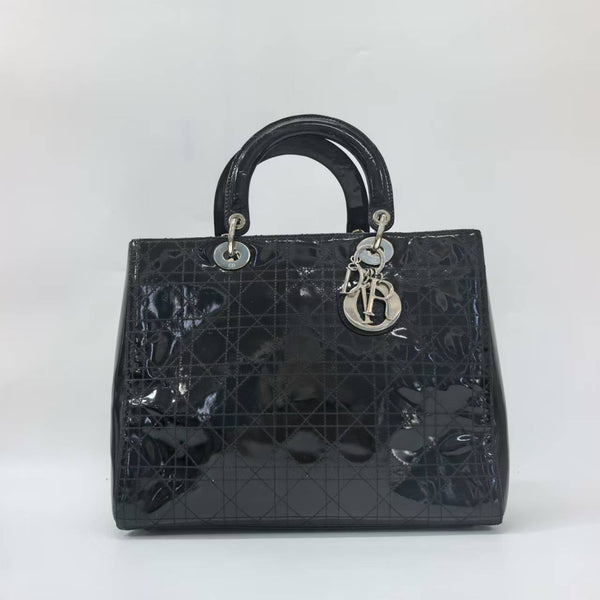 Pre-owned Christian Dior Lady Dior Black Calfskin Tote