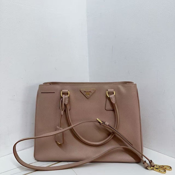Pre-owned Prada Galleria Beige Calfskin Handbag/Crossbody