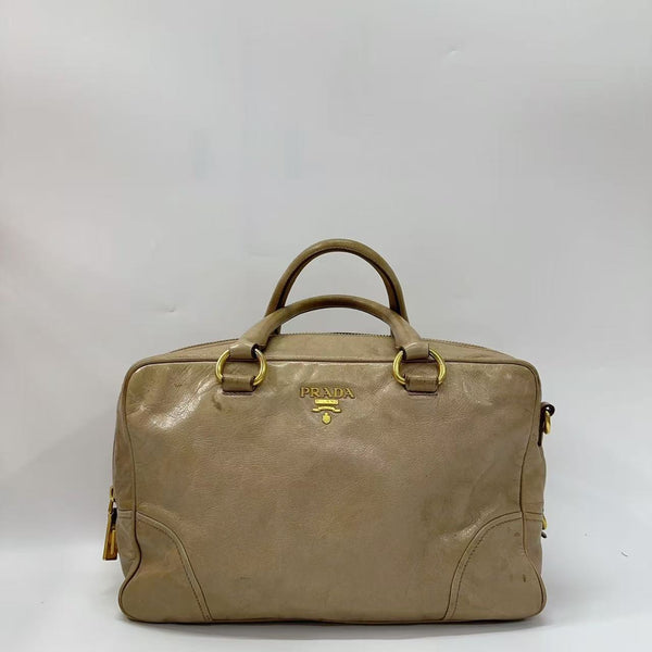 Pre-owned Prada Beige/Tan Calfskin Handbag