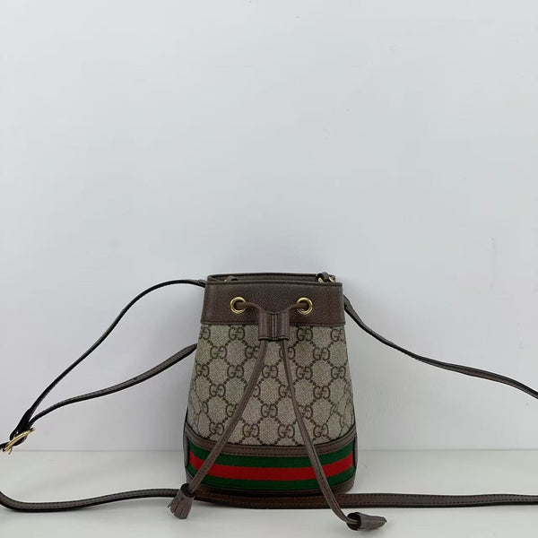 Pre-owned Gucci Nano Bucket Supreme GG Crossbody