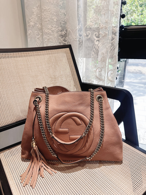 Pre-owned Gucci Soho Chain Strap Shoulder Bag Leather Medium
