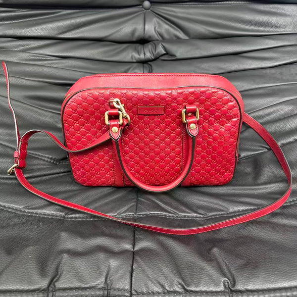 Pre-owned Gucci Embossed Red Calfskin Crossbody