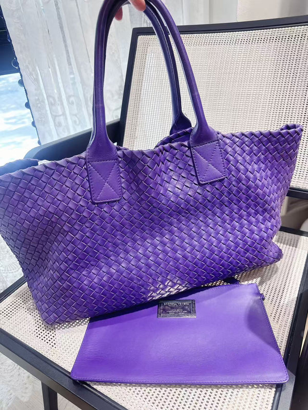 Pre-owned Bottega Veneta Cabat Tote Intrecciato Patent Large