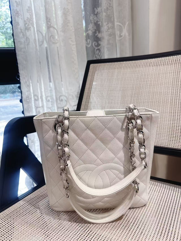 Pre-owned Chanel PST White Calfskin Handbag