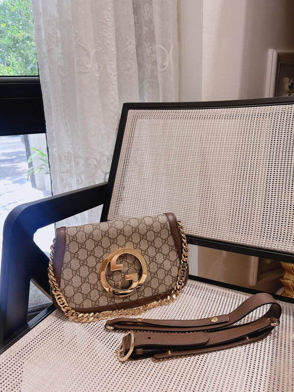 Pre-owned Gucci Blondie NM Top Handle Bag GG Coated Canvas Medium