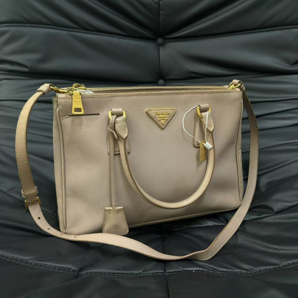 Pre-owned Prada Galleria Double Zip Tote Saffiano Leather