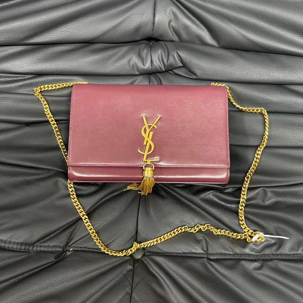 Pre-owned Saint Laurent Burgundy Caviar Crossbody
