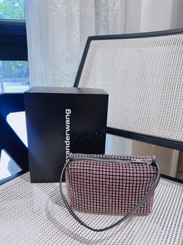 Pre-owned Alexander Wang Heiress Pouch Rhinestone Embellished Mesh