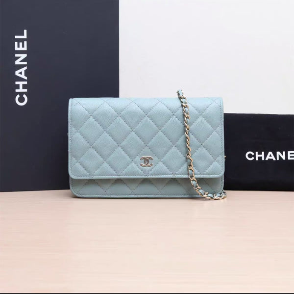 Chanel Wallet on Chain Quilted Lambskin Blue