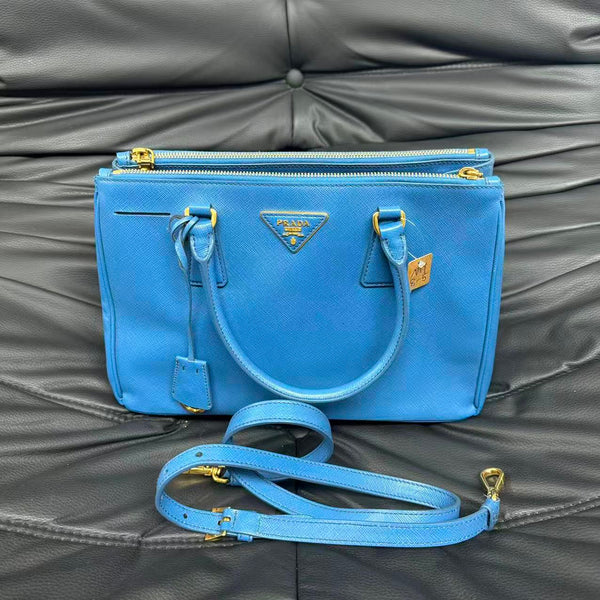 Pre-owned Prada Galleria Double Zip Tote Saffiano Leather Small