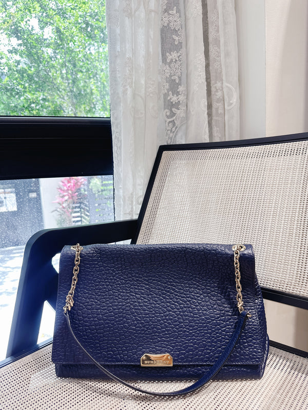 Pre-owned Burberry Navy Grainy Calfskin Shoulder/Crossbody