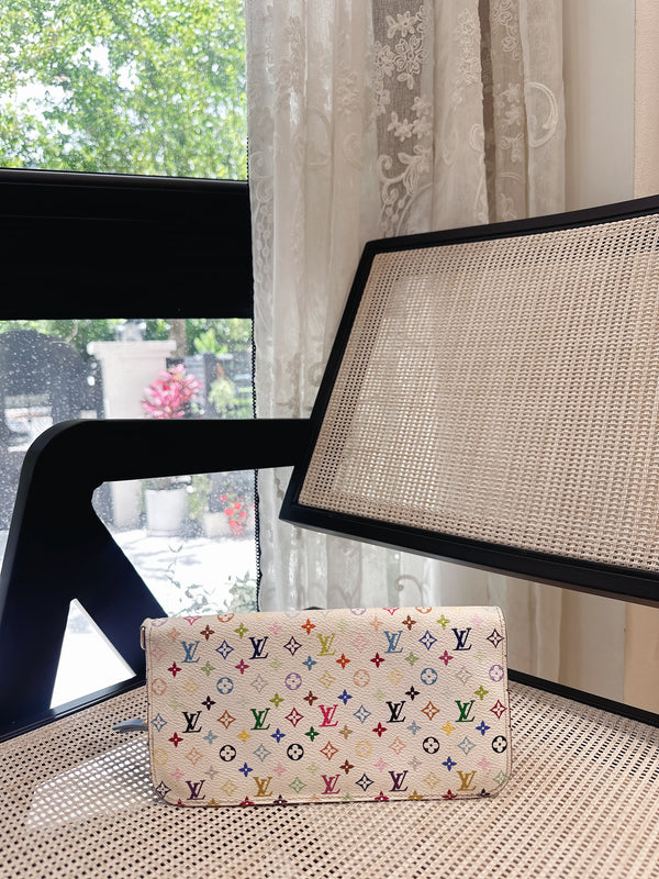 Pre-owned Louis Vuitton White Murakami Long Wallet