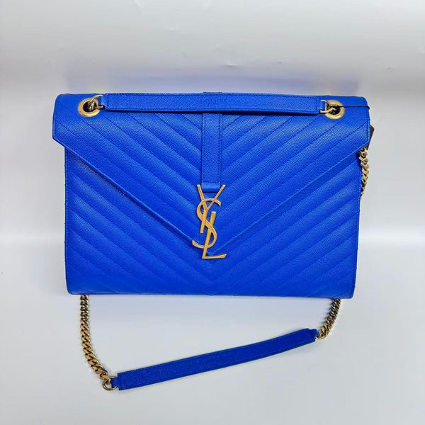 Pre-owned Saint Laurent Royal Bleu Caviar Sunset